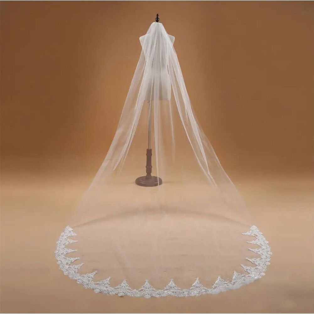 New Wedding White Lace Veil 118.11'' for Bride